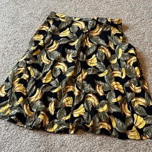 Forever 21 banana fruit print midi skirt
